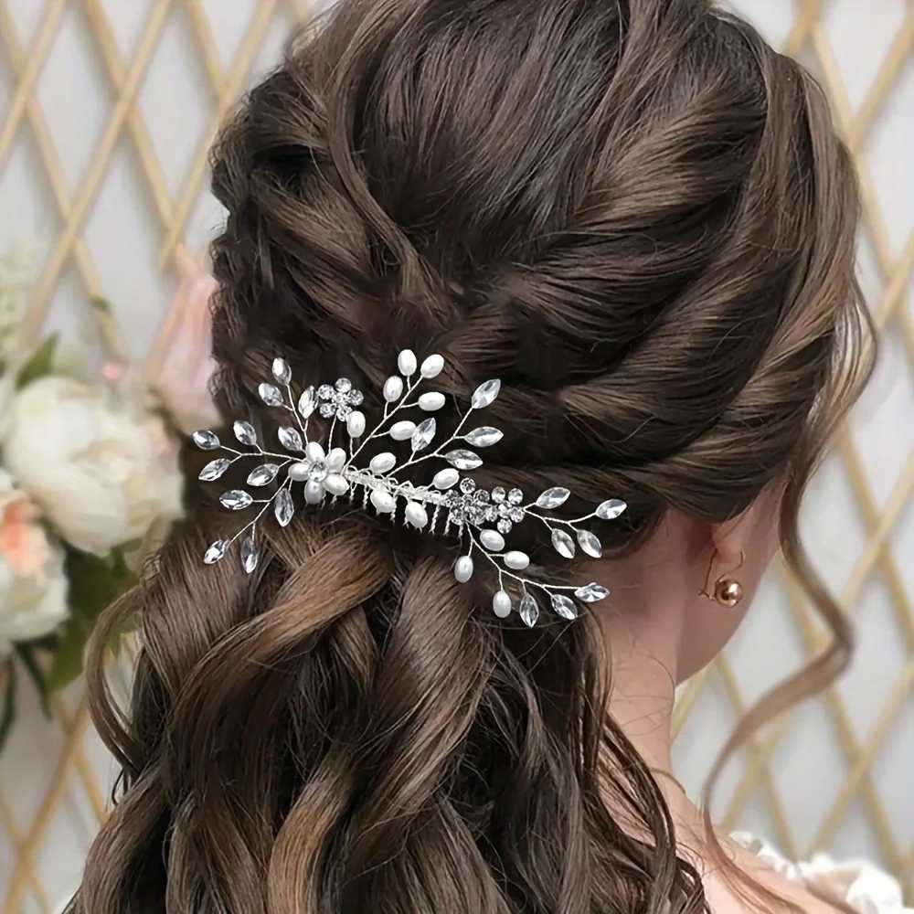 Wedding hair combing pearl bridal hair rhinestone bridal hair jewelry side hair accessories W241007
