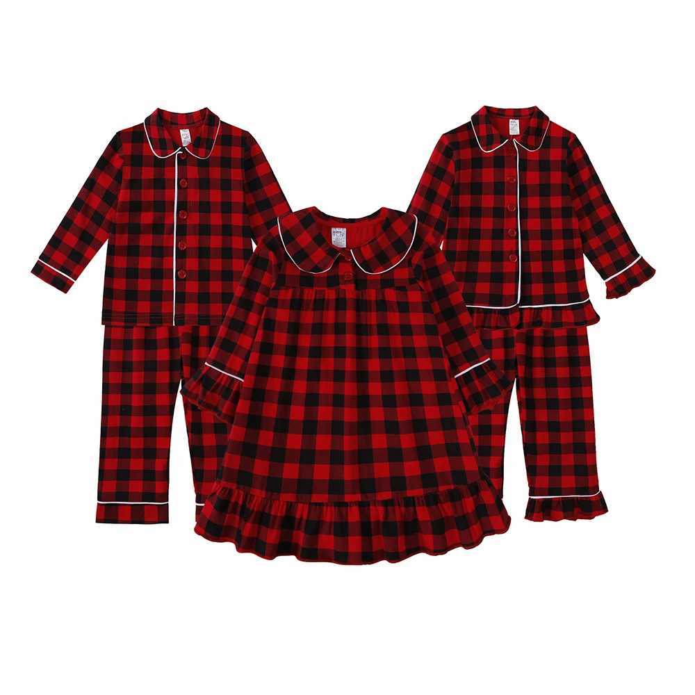 2024 Childrens Pajamas Christmas Classic Costume Red Velvet Flat Dress Family Match Preschool Girls Dress Christmas Set Childrens Boys Clothing W24100