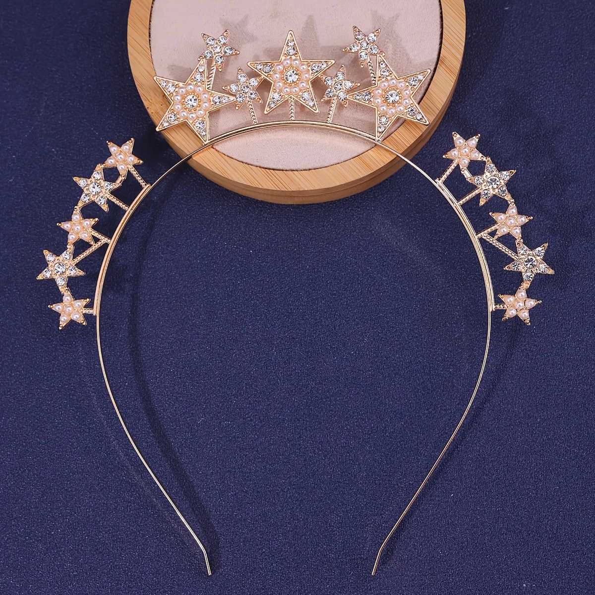 Fairy Crown Cute Crystal Bridal Hair Headpiece Wedding Hair Accessories Water Diamond Hair Star Hair Ring Headpiece W241007
