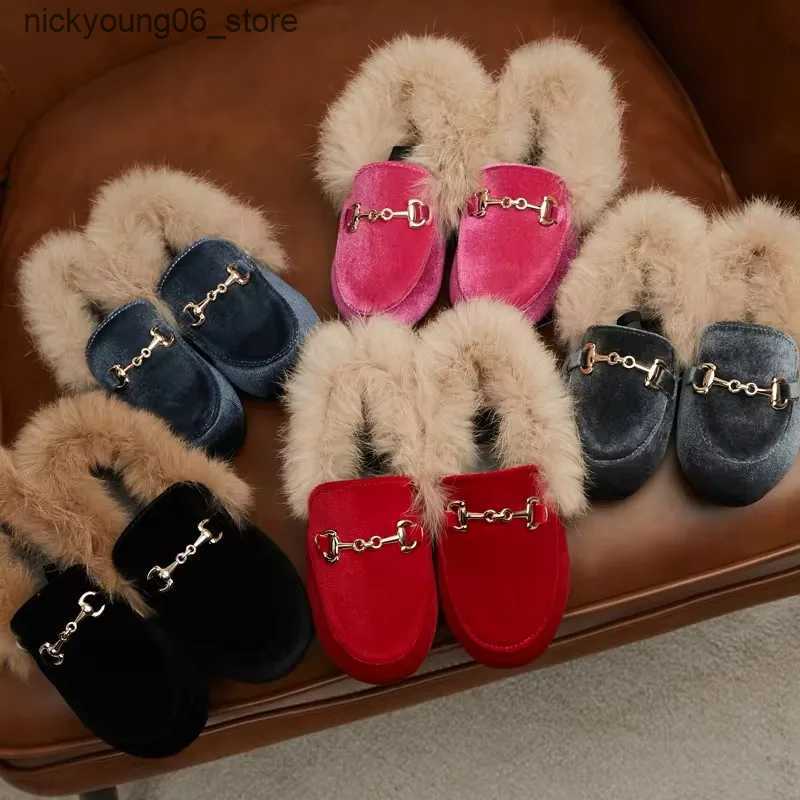 Boots Winter Kids Fur Princess Shoes Baby Girls Velvet Brand Flats Children Slip On Shoes Toddler Fashion Dress Loafers Boys Moccasin L240910