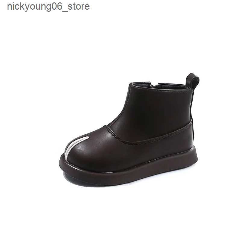 Boots 2024 Children Short Boots for Girls Autumn Winter New Fashion Korean Soft Anti-slippery Casual Versatile Keep Warm Leather Shoes L240910