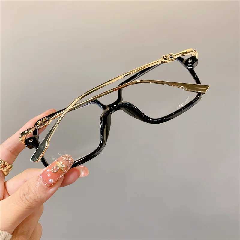 Fashion Oversized Square Eyewear Retro Womens Anti-blue Light Bloking Metal Frame Glasses Trend Optical Computer EyeglassesX241008