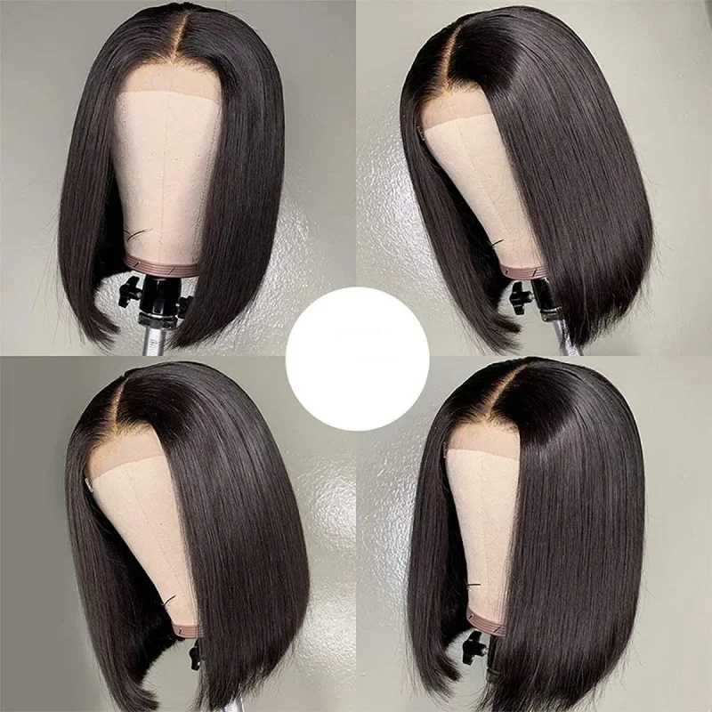 Womens Black Short Straight Bobo Wig High Temperature Fiber Non-front Lace Head Cover European American StyleXJ241008
