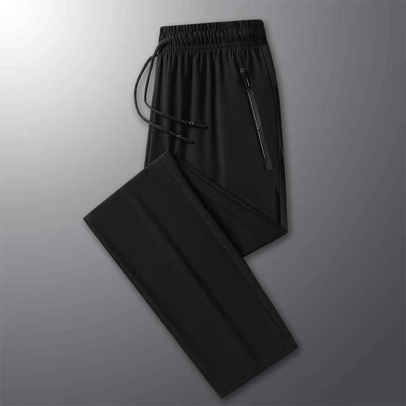 Summer Thin Ice Silk Quick Drying Pants For Mens Casual Versatile Elastic Loose Outdoor Sports Running Fitness Breathable PantsX241008