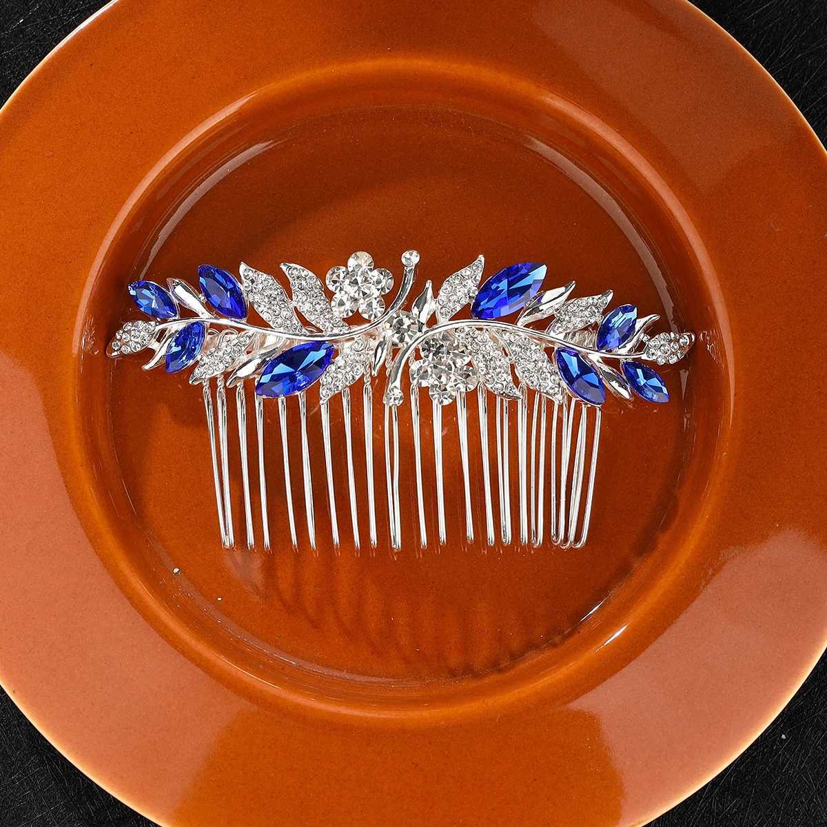 Dreamy Sapphire Blue Wedding Headwear Hair Comb Bridal Hair Accessories W241007