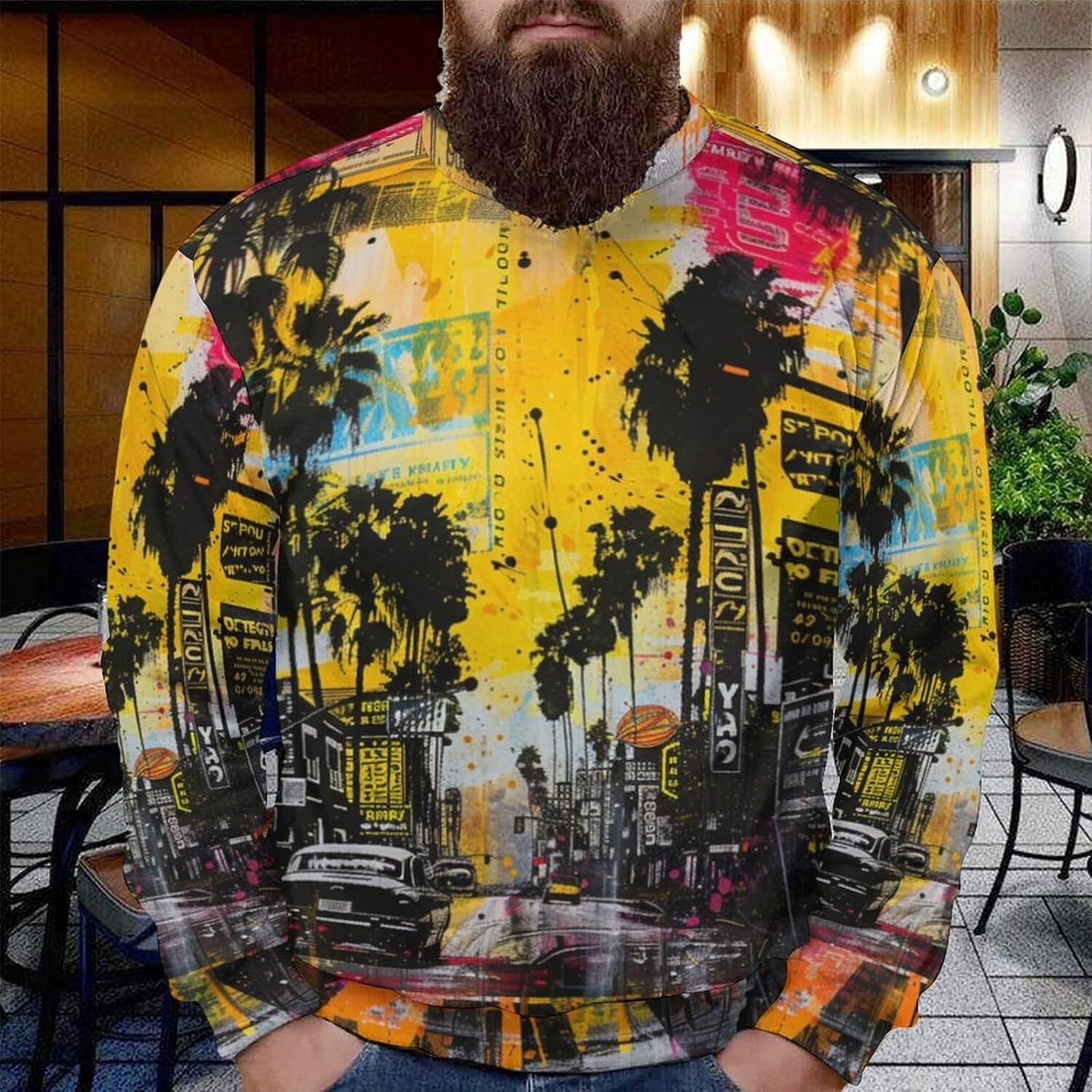 Long Sleeve Shirts for Men sweatshirt Men's Hippy Streetwear Pullover Retro Hip Hop Sweatshirts Casual Round Neck Top T shirt Tee cool