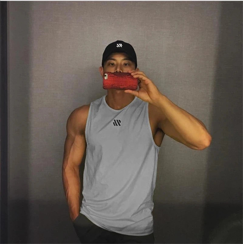 Mens fitness gyms Tank top men Fitness sleeveless shirt Male mesh Sports vest Undershirt Gyms Running vest men 241008