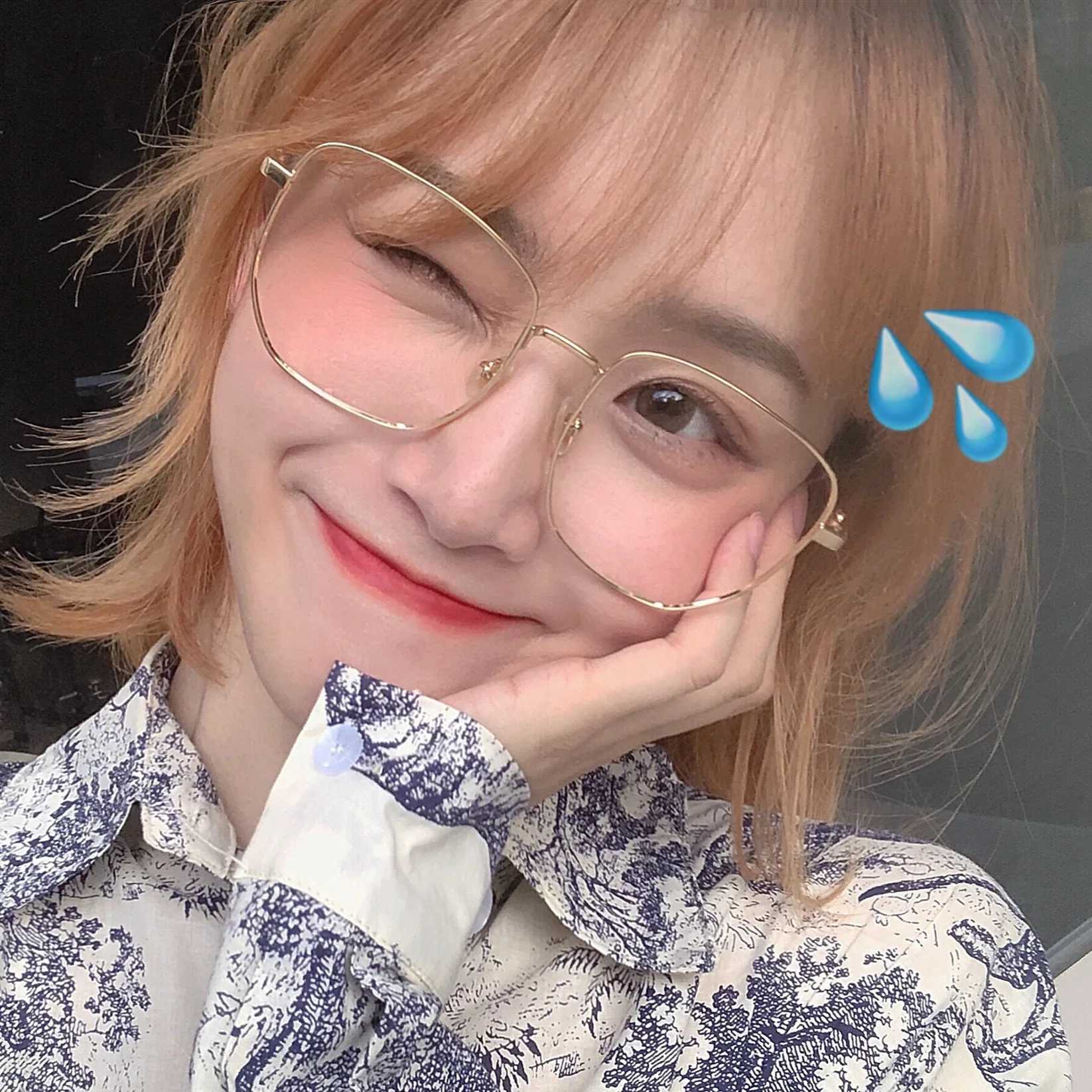 Korea Big Alloy Glasses Frame Women Ins No Makeup Plain Glasses Men Eyewear Cute Decorative Computer GlassesX241008