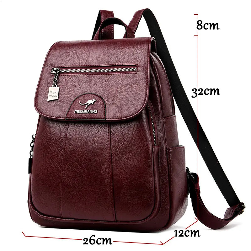 Womens leather backpack highquality retro womens suitable for girls school backpacks travel bags 241008