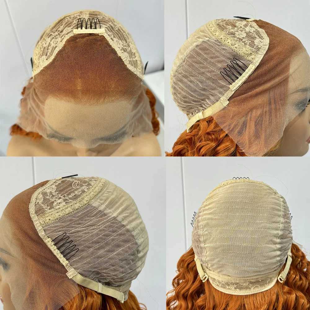 Orange Wig Deep Curly Synthetic Lace Front Wig Glueless Ginger Orange Hair Natural Hairline Wig for Women Heat Resistant CosplayXJ241008