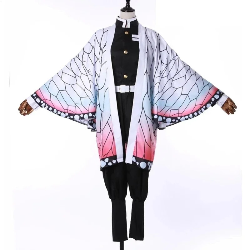 Anime Demon Slayer Kimetsu Geen Yaiba Kochou Shinobu Cosplay Kostuum Pruik Set Kimono Uniform Halloween Anime Kostuums Voor Kid 240929
