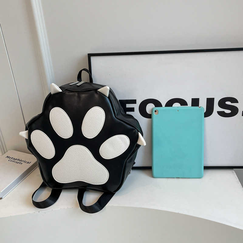 Bags Cartoon Bag Forest Sweet Girl Fashion Printed Large Capacity Personalized Cat Claw Backpack 241015