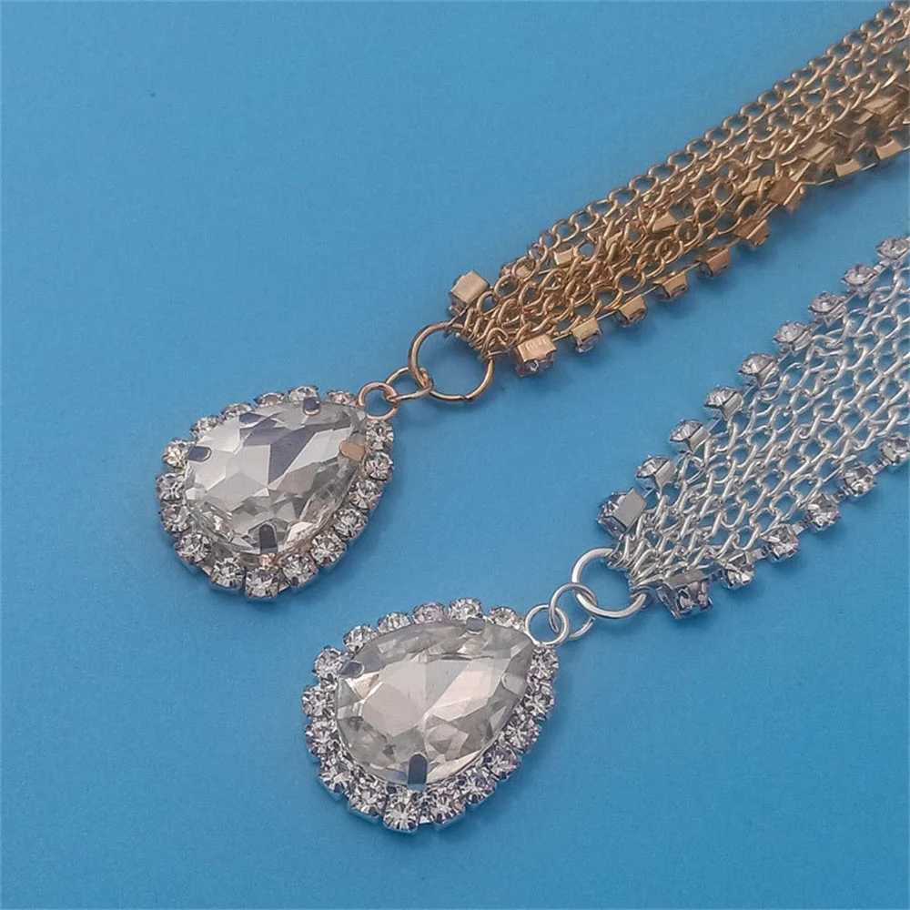 Crystal front eyebrow pendant headwear European and American bride waterdrop headband chain Bohemian country headband styling tool W241007