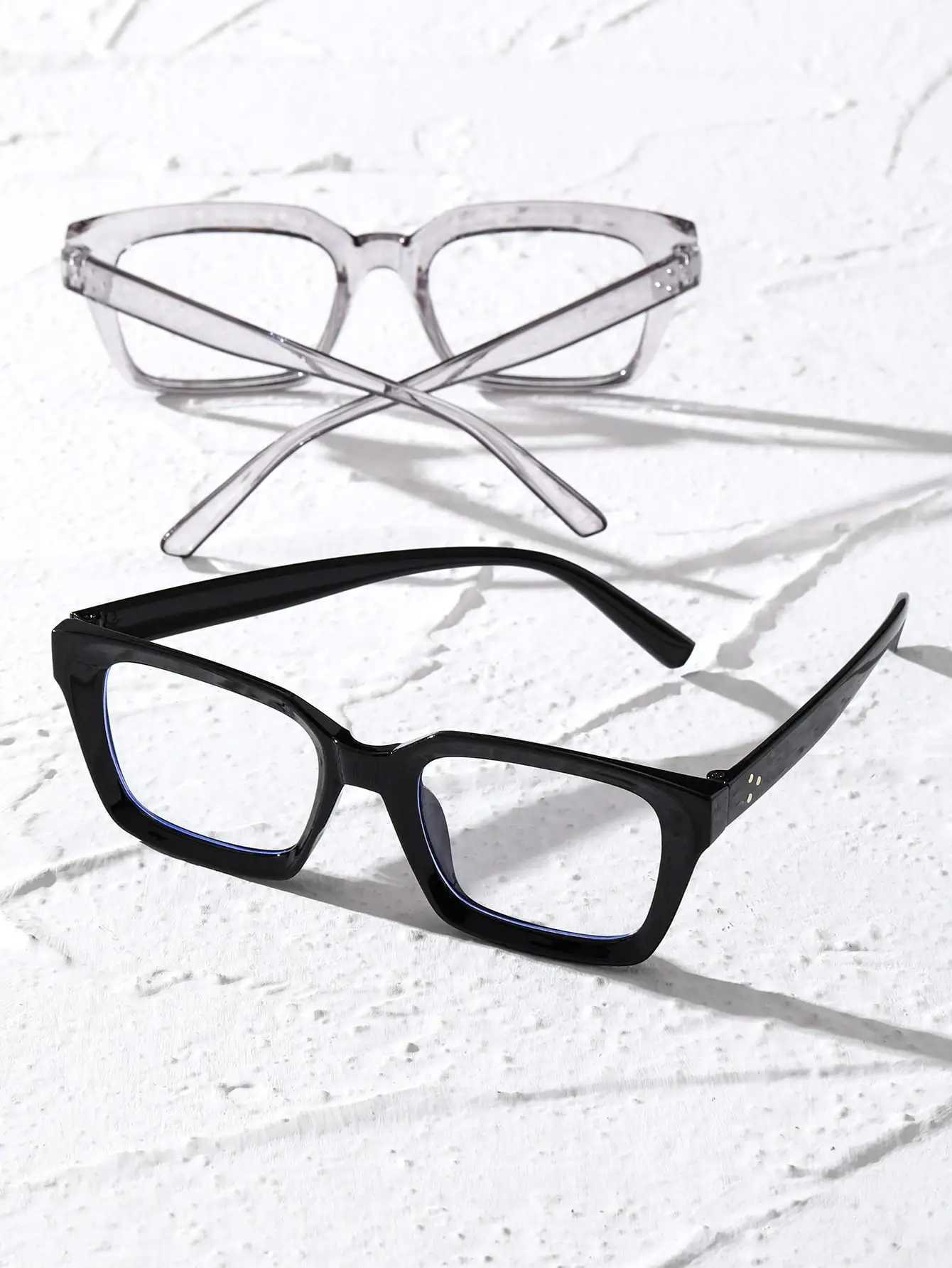 2 Pcs Plastic Geometric Frame Fashion Academic Style Clear Glasses Protection Daily AccessoriesX241008