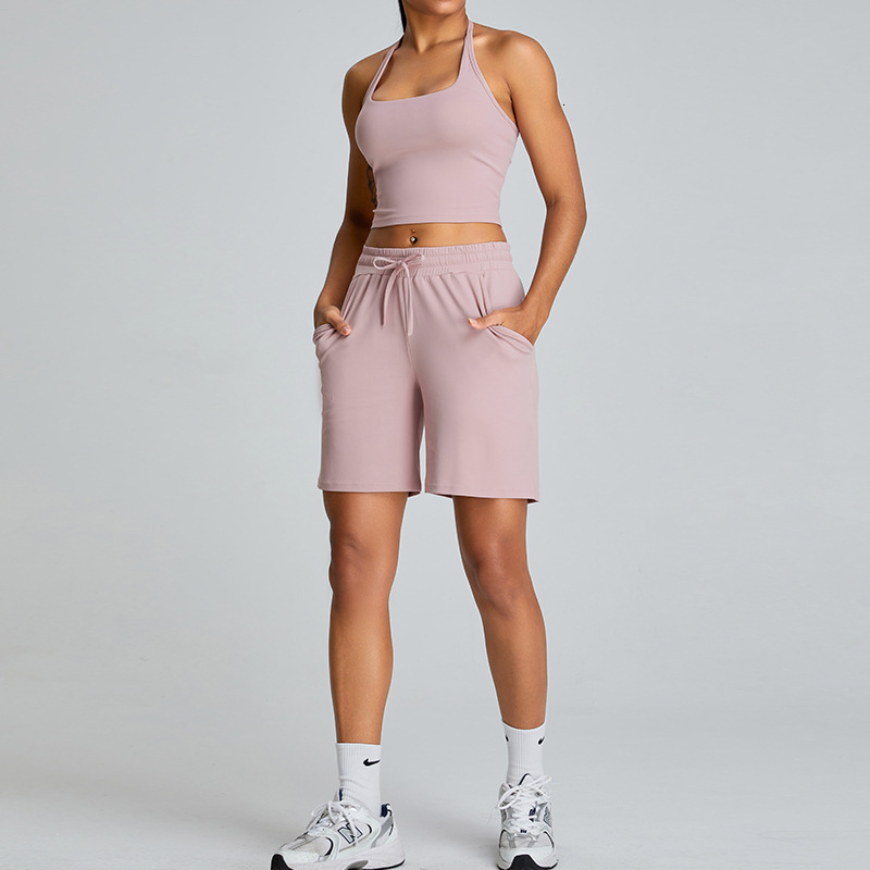 Spring/Summer New Outdoor Fashion Leisure Sports Women's Hanging Neck and Beautiful Back Yoga Clothes Tight Fitness Set