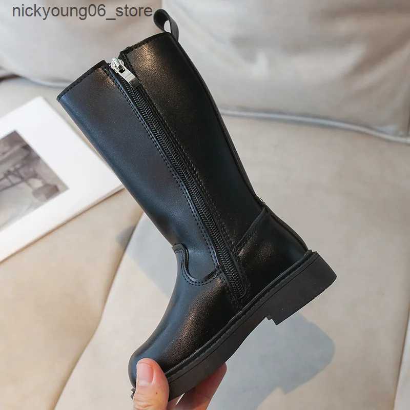 Boots Girls Boots Autumn Winter Kids Fashion High Top boots Toddler Children Warm Fur Shoes Classic Non slip Platform Black Soft Sole L240910