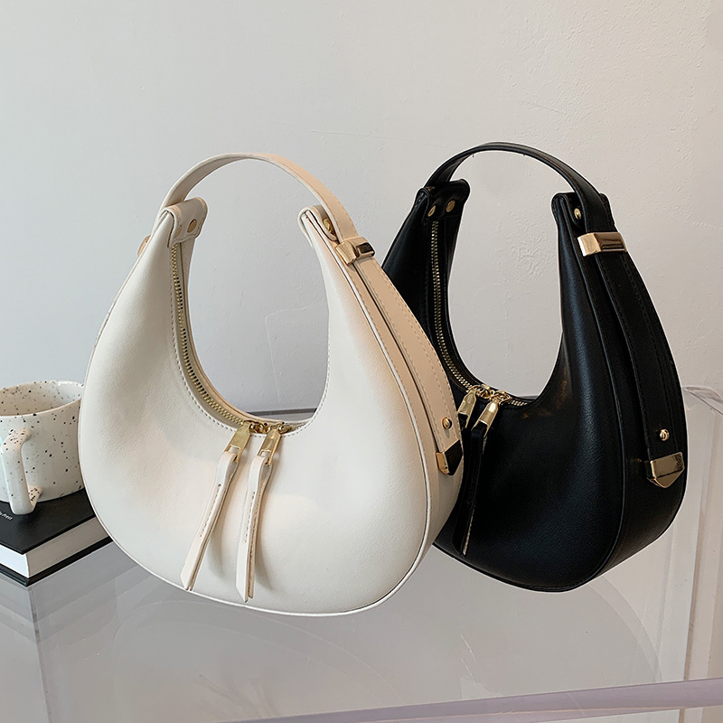 Fashion Design Tote For Women Half Moon Hobo Bag Lady Brand Shoulder Bags PU Leather Armpit Clutch Handbag And Purse