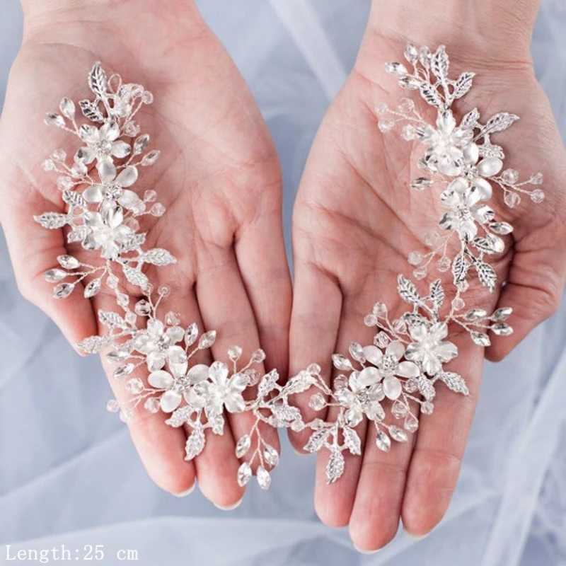 Crystal Flower Leaf Wedding Bridal Headband Tiaras Female Bridal Rhinestone Wedding Hair Accessories Jewelry Band Gifts W241007