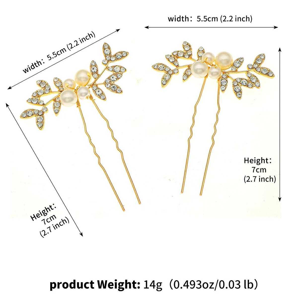 Fashionable pearl crystal hair clip bridal headpiece U-shaped pin metal bucket wedding party hair clip W241007