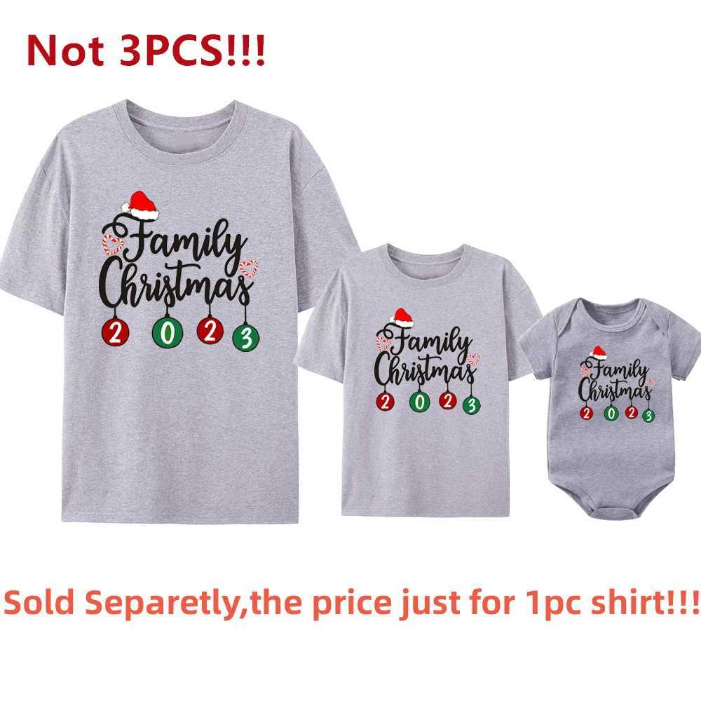 New Family Christmas 2023 Matching Shirts Cotton for Mom Dad and Child T-shirts Baby Hoodies Family Appearance Christmas Party Costumes Gifts W241008