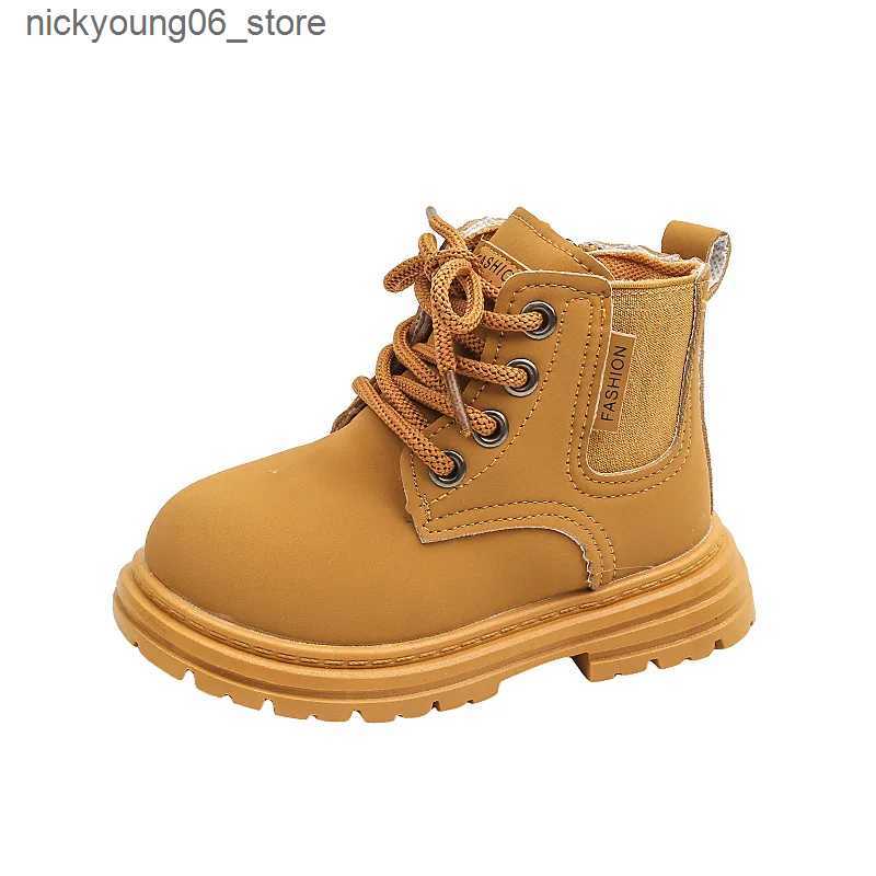 Boots New Spring Autumn Kids Boots for Boys Round-toe Causal Children Ankle Boots Fashion Simple Girls Thick Bottom School Black Boots L240910