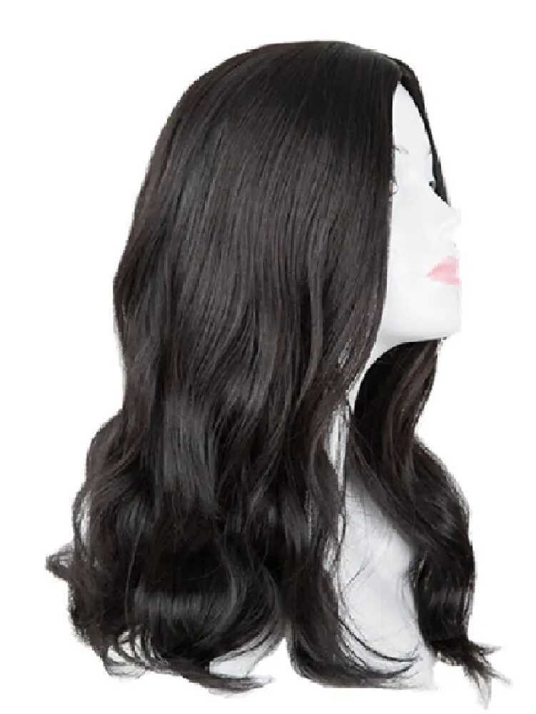 Cosplay Wig Fei-Show Synthetic Heat Resistant Medium Curly Middle line Women Black Hair Costume Halloween Carnival HairpieceXJ241008