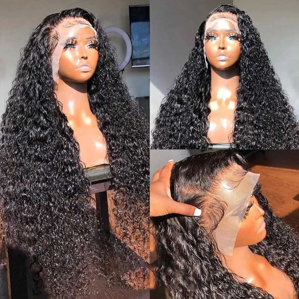 Synthetic Hair Wigs Brazilian Deep Wave Frontal Wig 360 Lace Frontal Curly Hair Wigs Preplucked Wig For WomenXJ241008