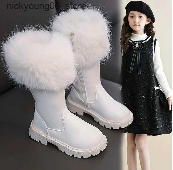 Boots Teenager Girls Snow Boots Thick Warm Faux Fur Fashion Shoes Platform Waterproof Long Boots For Girls Calf Length Casual Boots L240910