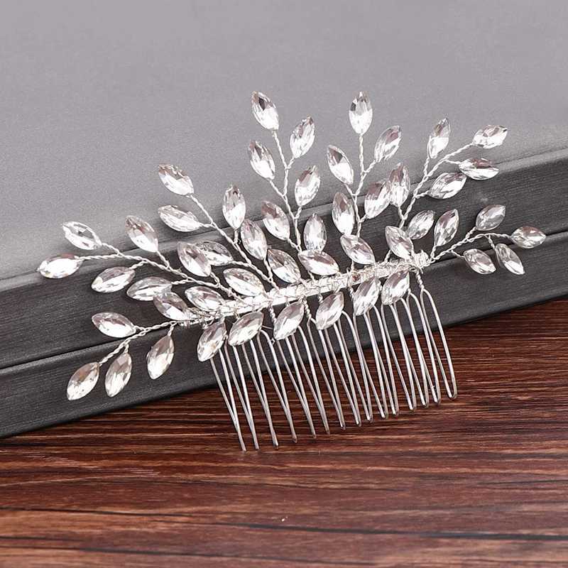 Wedding hair comb bride hair accessories womens hair jewelry silver pearl water drill bit jewelry womens accessories W241007