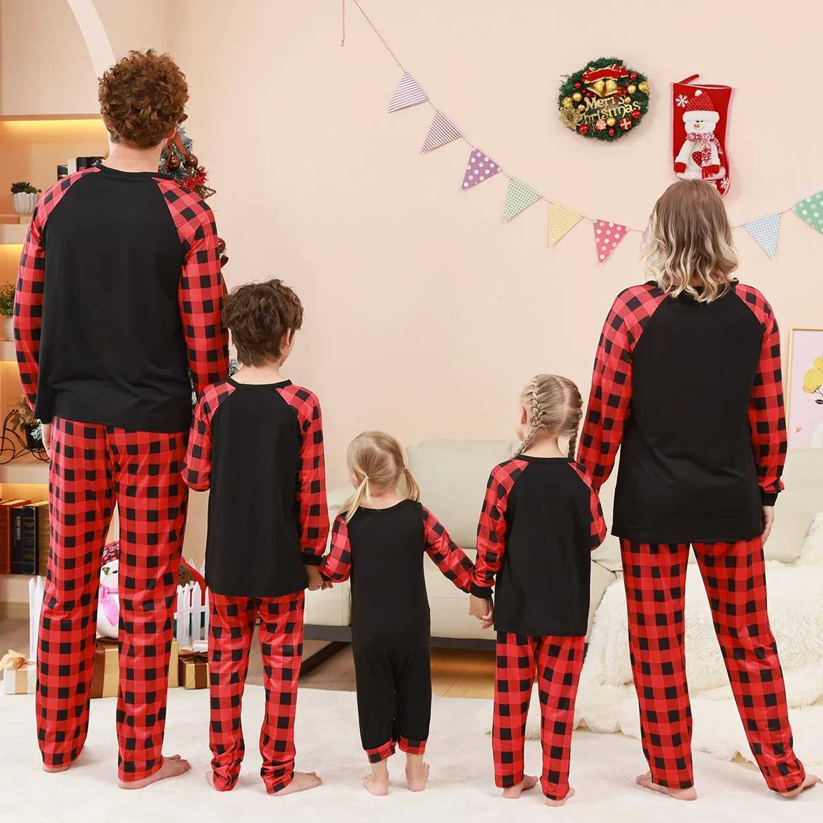 Parent-child Long Sleeve Pajamas Set Soft Sleepwear Family Look Clothes New Christmas Elk Print Matching Outfits for Family SuitXJ241008