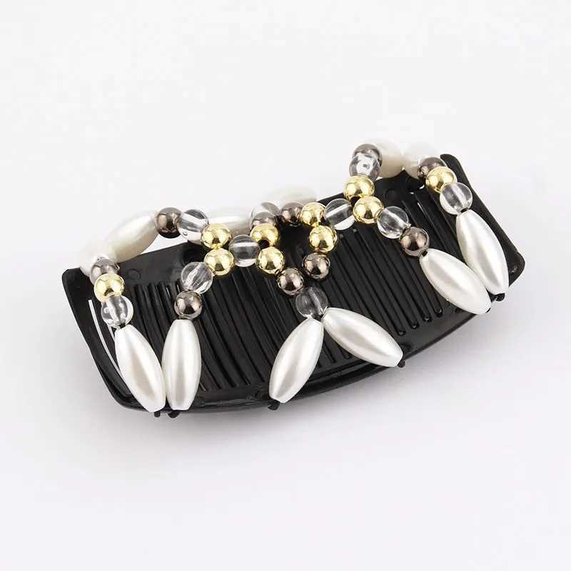 European and American fashion bead pattern hair comb womens handmade bead pattern magic hair comb headwear W241007