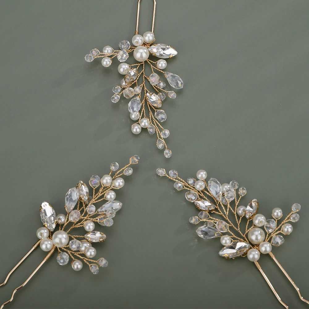 3 pearl rhinestone bridal headpieces handmade silver gold wedding hair clips party hair accessories W241007