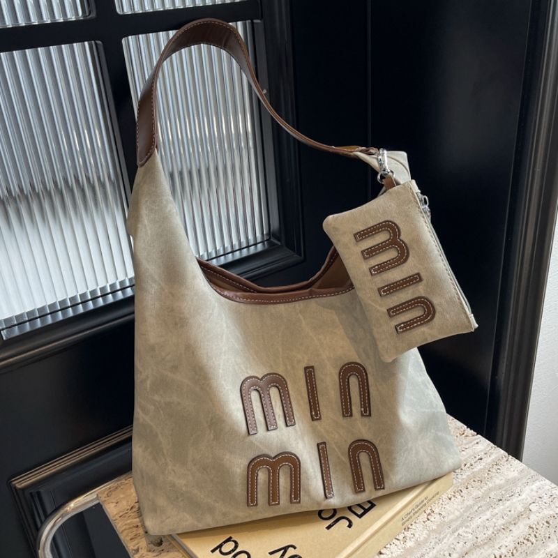 Casual denim for women 2024 new trendy commuting shoulder large capacity tote bag, shopping bag