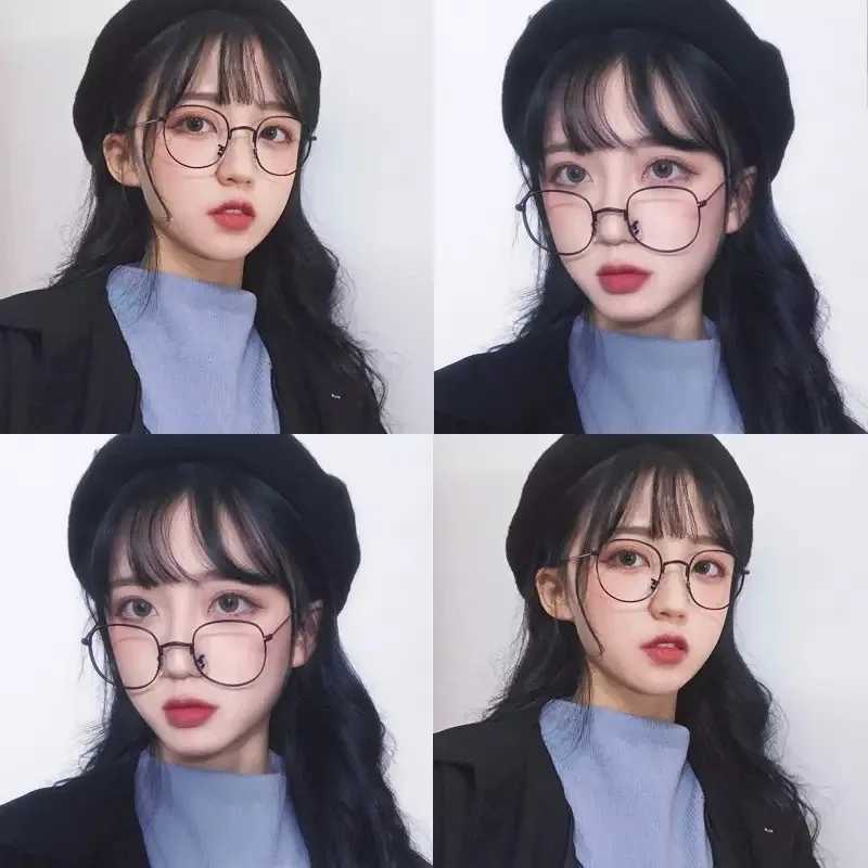 New fashion simple unisex round Plain glasses for men women Metal frame glasses for wedding party eyeglassesX241008