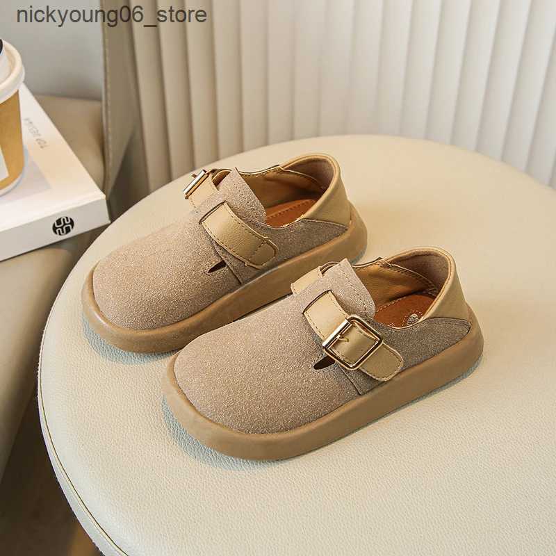 Boots 2024 New Boys Casual Shoes Children Fashion Buckle Round-toe Britain Style Girls Loafers Versatile Breatheable Kids Unisex Shoes L240910