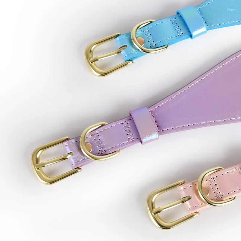 Dog Collars Fluorescent Color Pet Collar Comfortable Widened Soft Leather Reflective Adjustable Waterproof