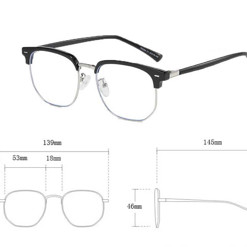 Women Men Anti Blue Light Glasses Fashion Trend Square Half Frame Plain Eyeglasses for Men Finished Business Optical EyewearX241008