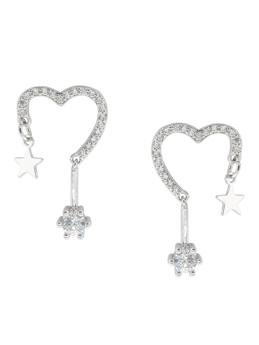 Sier Needle Compact Love Versatile Earrings Ins Niche Simple Cold Style No Ear Hole Earclip Earnail Female