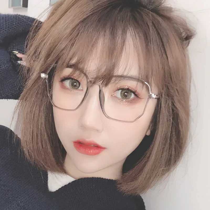 New Fashion Transparent Anti Blue Light Glasses Big Square Frame Women Men Computer Eye Production Plain Spectacles EyeglassesX241008
