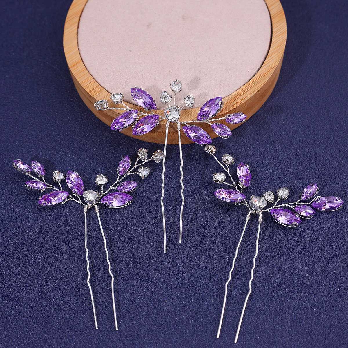 3 Bridal Wedding Crystal Hair Pin Flower Bridal Hair Accessories for Women and Girls Wedding Hair W241007