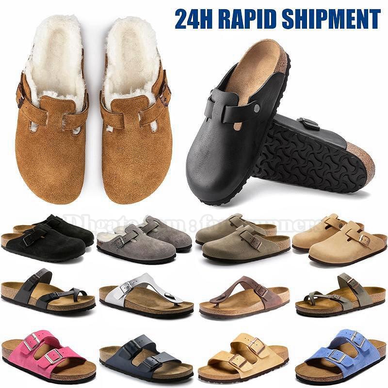 slide Slippers designer sandals Sandalswomen shoes Slides Black birkentocks clog White Suede Leather Buckle Platform mens shoes slippers women men shoes slippers