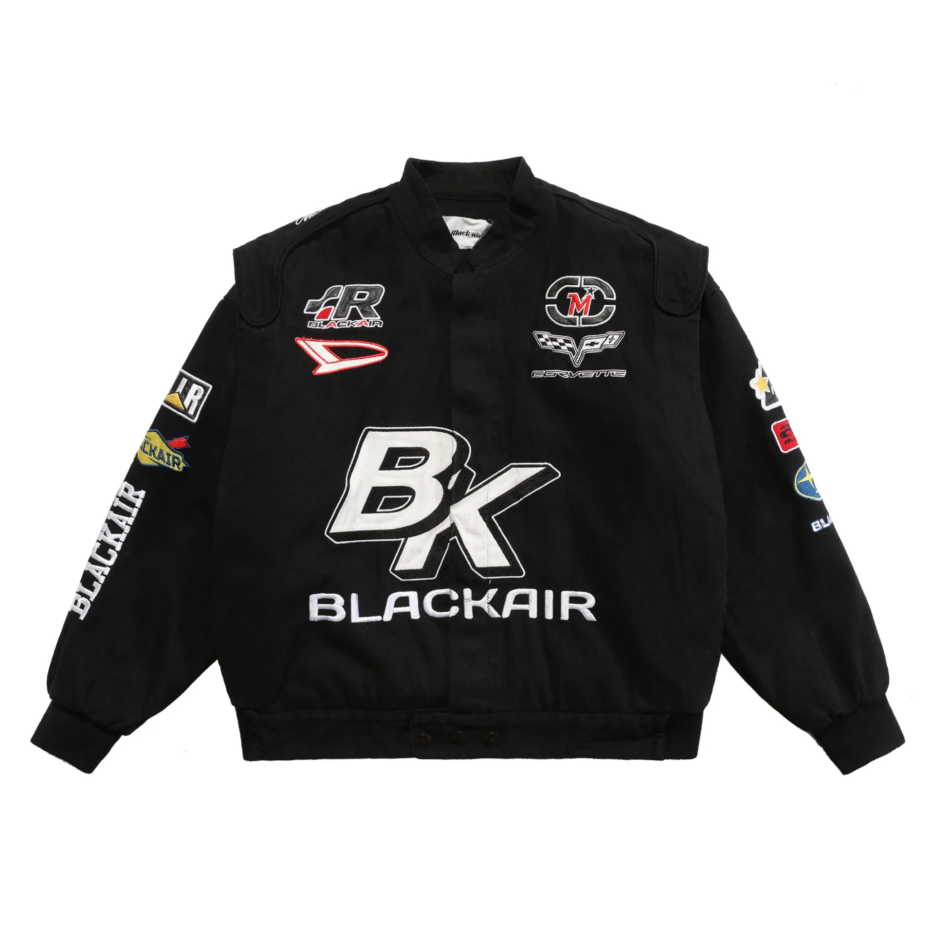 BLACK AIR Racing Streetwear Men Winter Jacket Colour Block Hip Hop Y2k Loose Baseball Clothing Thin Jk01-1