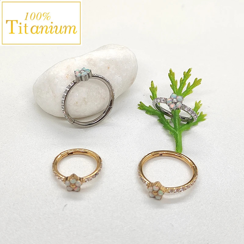 G23 Piercing Hoop Opal Zircon Earrings Septum Nose Ring Tragus Helix Clicker Body Jewelry Cartilage Conch Daith Percing 241007