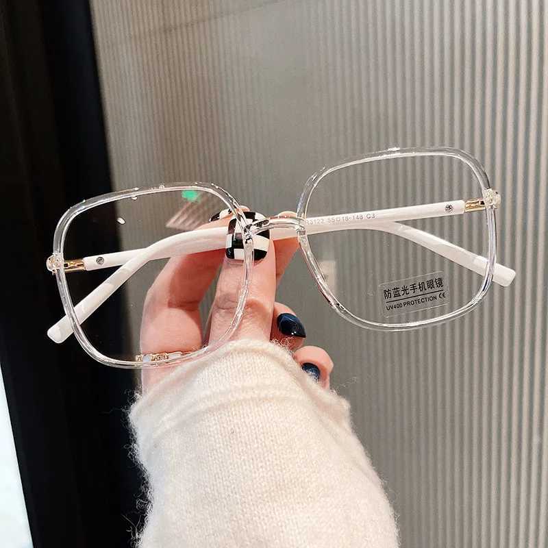 Korean Stylish Female Eyeglasses Big Size Square Shape Eyeglasses Frames for Men Blue Light Blocking Decorative GlassesX241008