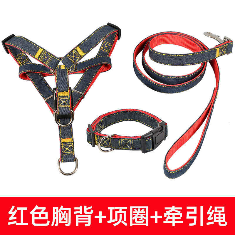 Pet large, medium, and small chains, teddy gold fur dog leash, pet supplies