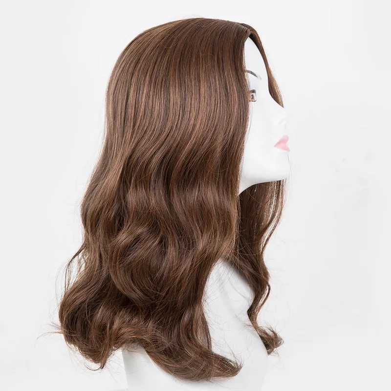 Carnival Wig Fei-Show Synthetic Heat Resistant Medium Dark Brown Middle Part Line Curly Hair Costume Cosplay Halloween HairpieceXJ241008