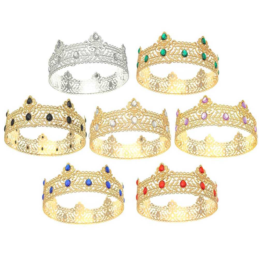 Round Wedding King Headwear Mens Rhinestone Royal Crown Hair Accessories Important Occasion Headwear Jewelry Accessories W241007