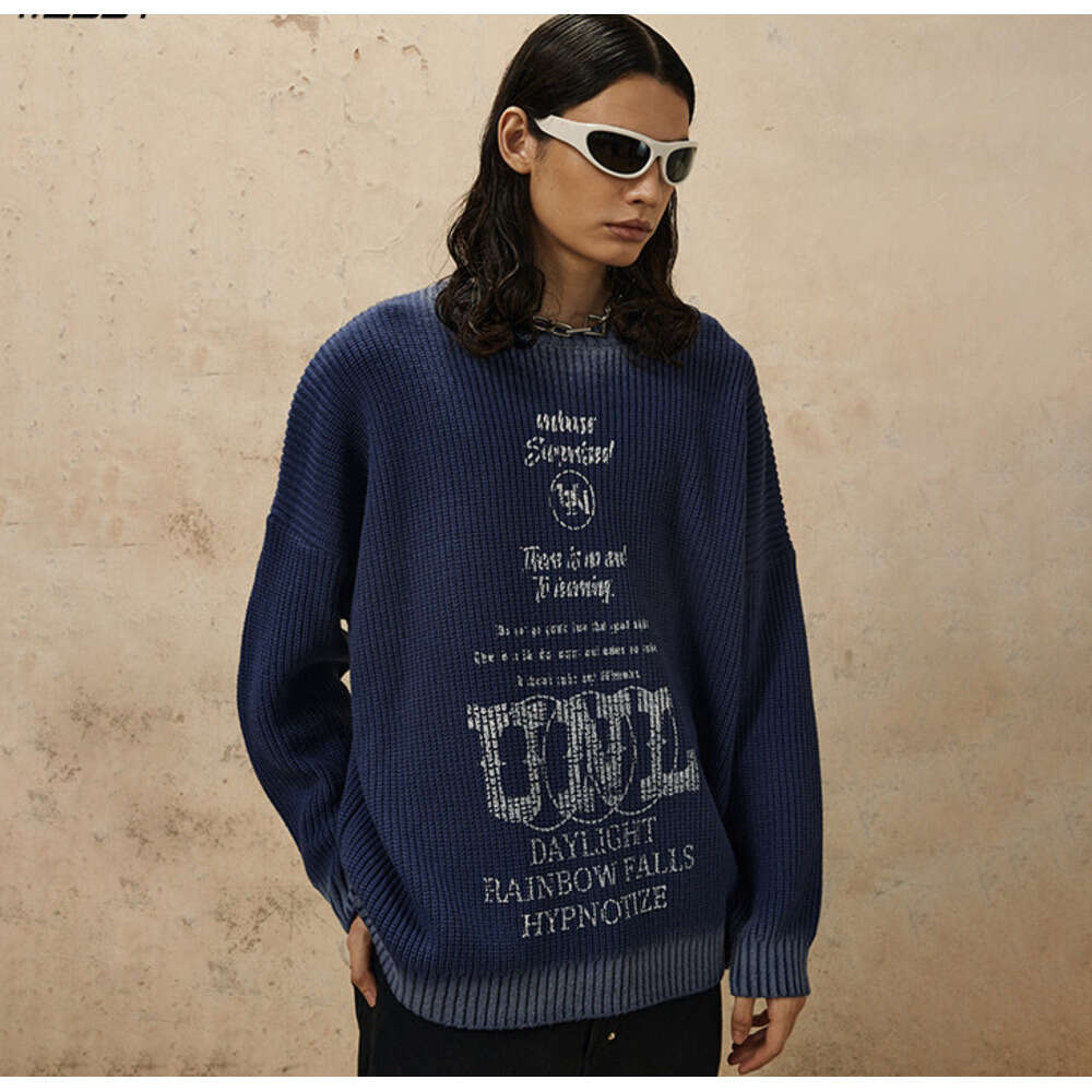 #OVDY 2023 American printed sweater with hand-painted craftsmanship, high-end oversize style top