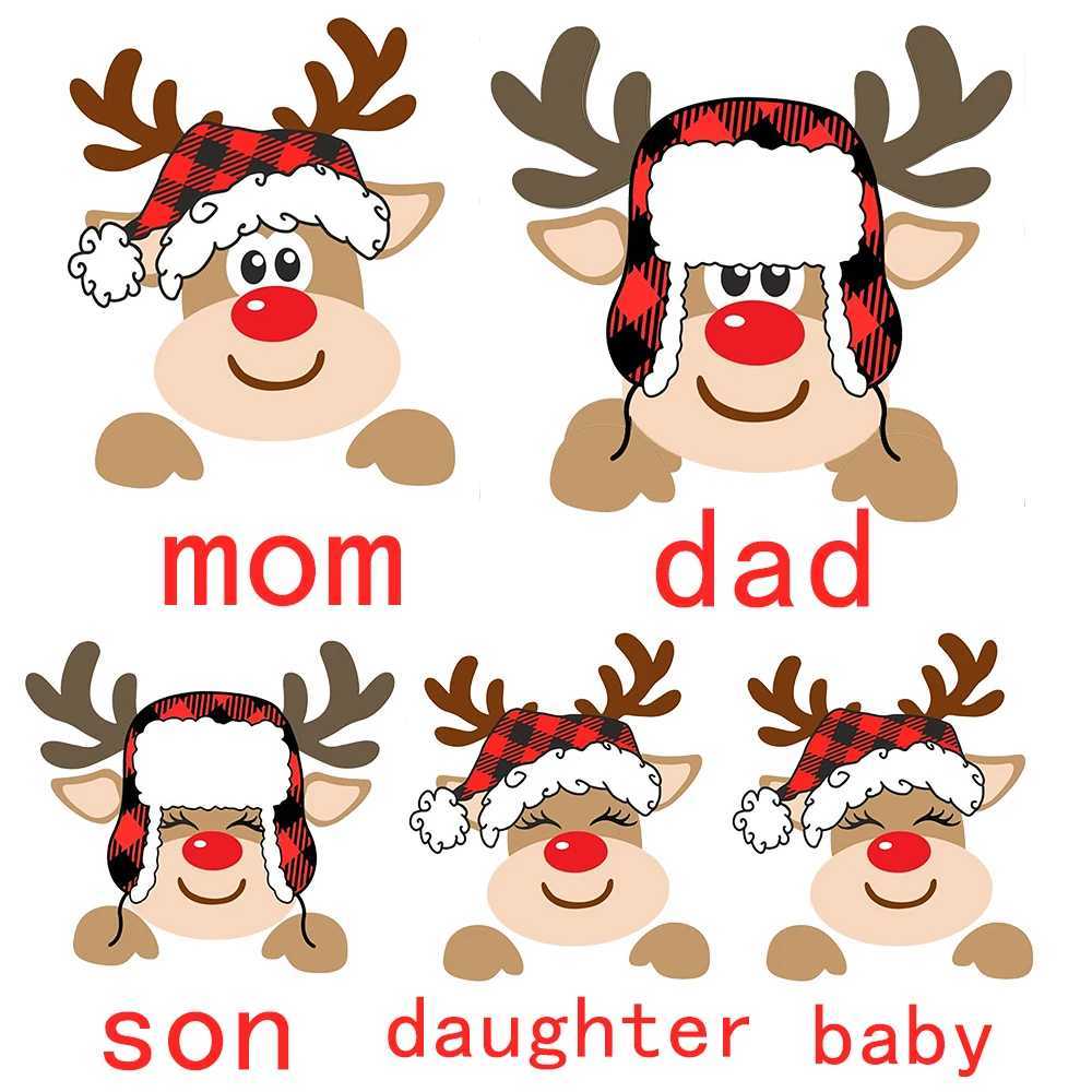Personalized Christmas Family Matching Clothing Customized Deer and Mother Father Childrens T-shirt Christmas Family Clothing Top T-shirt W241008