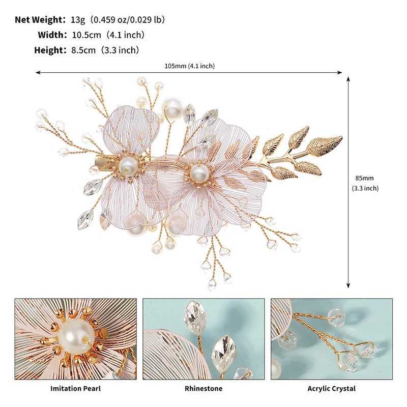 Fashionable Golden Flower Bridal Bucket Pearl Water Diamond Hairpin for Friends Pearl Bridal Wedding Hair Accessories W241007